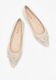 Celeste beige cutwork ballerina shoes