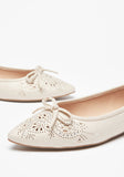 Celeste beige cutwork ballerina shoes