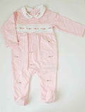 Giggles Pink Embroidered ClosedFeet Sleepsuit