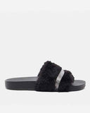 ShoeExpress Fur Embellished Slides with backstrap