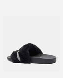 ShoeExpress Fur Embellished Slides with backstrap