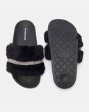 ShoeExpress Fur Embellished Slides with backstrap