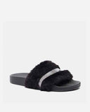 ShoeExpress Fur Embellished Slides with backstrap