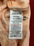 Juniors Peach Bow Ribbed Sleepsuit