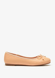 Little missy cream brown bow ballerinas