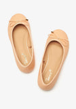 Little missy cream brown bow ballerinas