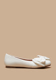 Missy White textured bow ballerinas