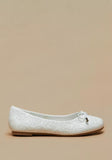 Missy white floral applique bow ballerinas