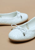 Missy white floral applique bow ballerinas