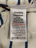 Juniors Blue Stripe Printed Bear Embossed Openfeet Sleepsuit