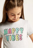 Juniors Grey Halfsleeves HAPPY VIBES Tshirt