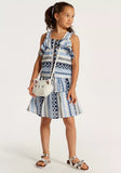 Juniors blue printed frill skirt