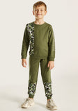 Juniors olive green colorblock shirt & Jog set (set of 2) (Winter)