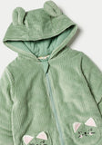 Juniors green cat ears hooded & padded Sleepsuit (with detachable mittens & booties) (Winter)