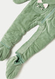 Juniors green cat ears hooded & padded Sleepsuit (with detachable mittens & booties) (Winter)