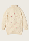 Juniors beige flower embroidered Turtle neck shirt & leggings (set of 2) (Winter)