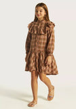 Eligo brown checkered frill frock