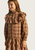 Eligo brown checkered frill frock