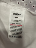 Giggles Solid White Flower Embossed Sleepsuit