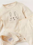 Juniors cream ribbed bodysuit, cap & jog set (pack of 3)