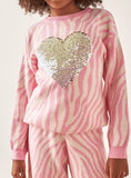 Juniors heart sequins knitted shirt & flared pants (set of 2) (winter)