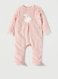 Juniors Duck embroidered pink fleece sleepsuit (winter)