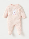 Juniors bunny embroidered pink sleeppsuit