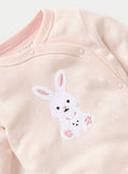 Juniors bunny embroidered pink sleeppsuit