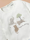 Juniors time to play animals embroidered sleepsuit