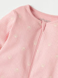 Juniors pink ribbed seashell zipped sleepsuit