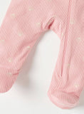 Juniors pink ribbed seashell zipped sleepsuit