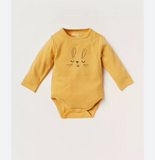 Juniors Mustard Ribbed Bunny Bodysuit