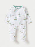 Juniors White All Over Crocodile Printed Zipped Sleepsuit
