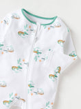 Juniors White All Over Crocodile Printed Zipped Sleepsuit