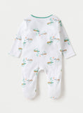 Juniors White All Over Crocodile Printed Zipped Sleepsuit