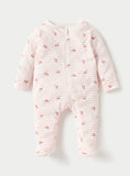 Juniors All Over Cherry Printed Stripped Zipped Sleepsuit