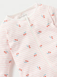 Juniors All Over Cherry Printed Stripped Zipped Sleepsuit