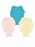 Juniors light ribbed fullsleeves bodysuit (pack of 3)