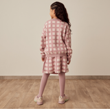 Juniors pink checkered knitted pullover (winter)