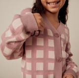 Juniors pink checkered knitted pullover (winter)