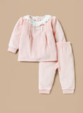 Giggles pink fleece lace detailed shirt & Pyjama set (set of 2) (winter)