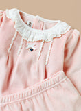Giggles pink fleece lace detailed shirt & Pyjama set (set of 2) (winter)