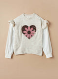 Juniors flower sequins knitted frill sweatshirt (winter)