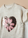 Juniors flower sequins knitted frill sweatshirt (winter)