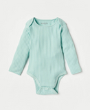 Juniors sea green ribbed fullsleeves bodysuit
