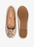 Little Missy Beige Color Floral Accent Slip On Round Toe Ballerina Shoes