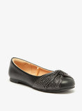 Missy Black Girls Beads Embellished Slip On Ballerina Shoes
