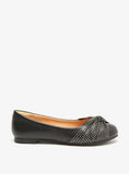 Missy Black Girls Beads Embellished Slip On Ballerina Shoes