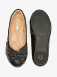 Missy Black Girls Beads Embellished Slip On Ballerina Shoes
