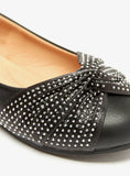 Missy Black Girls Beads Embellished Slip On Ballerina Shoes